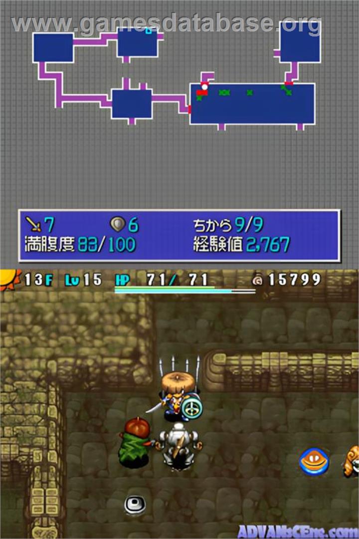 Fushigi No Dungeon - Fuurai No Shiren 4 - Kami No Hitomi To Akuma No Heso - Nintendo DS - Artwork - In Game